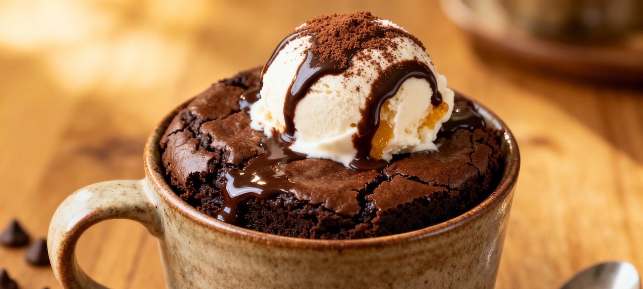 Brownie de caneca sem fermento fica pronto em 1 minuto - Imagem do artigo