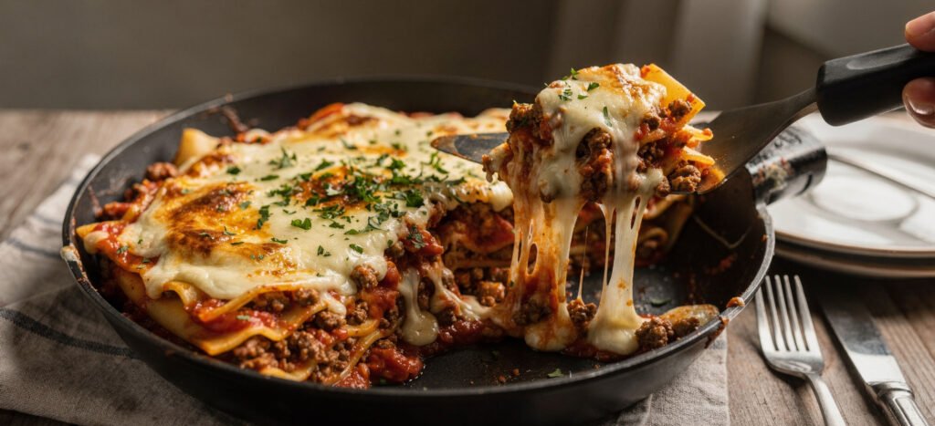 Lasanha de frigideira pronta em 20 minutos conquista lares - Imagem do artigo