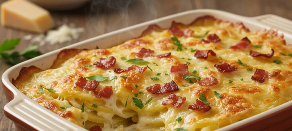 Batata gratinada com bacon e parmesão ganha versão prática - Imagem do artigo